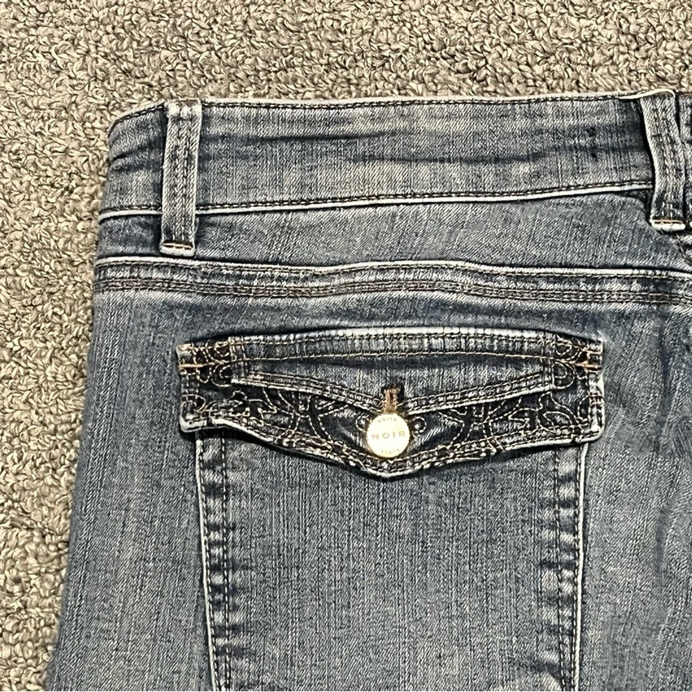 White House Black Market Jeans Womens 10R Blue Wide Leg Denim Embroidered - Picture 9 of 12
